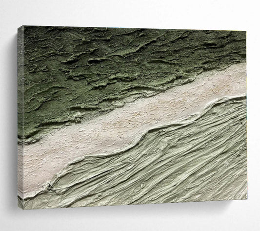 Hand-Painted Earthy Green & Beige Textured Abstract Art On Canvas HPS001