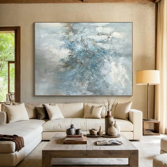 Acrylic Modern Art Paintings Blue Gray Textured Abstract Landscape Art PT392