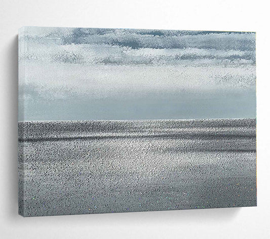 Hand-Painted Gray & White Textured Seascape Abstract Painting On Canvas HPS129