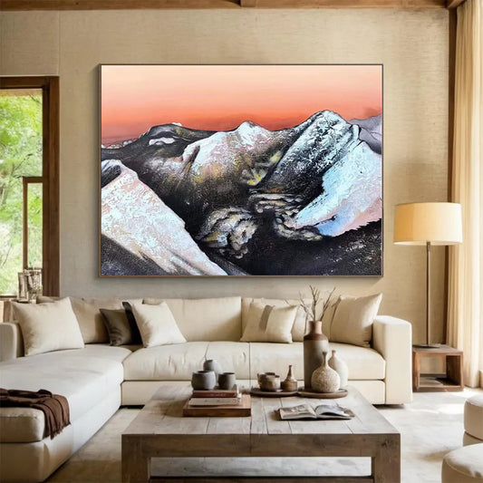 Unique Abstract Art Snowy Mountain Landscape Abstract Painting On Canvas HPS128