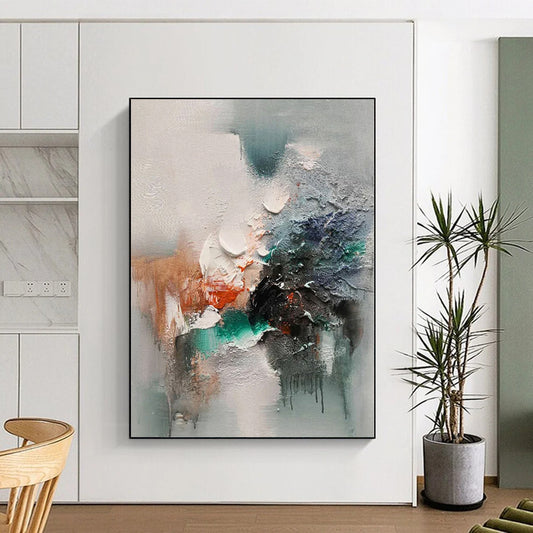 Acrylic Modern Art Paintings Multicolor Textured Abstract Painting On Canvas PT097