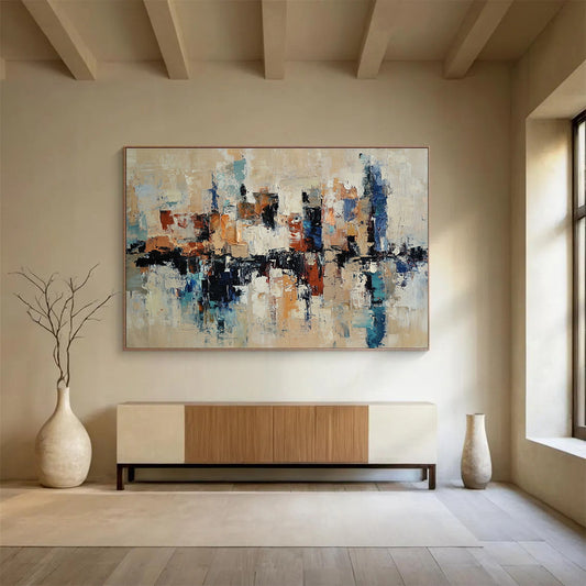 Paintings For House Multicolor Abstract Cityscape with Reflection HPS310