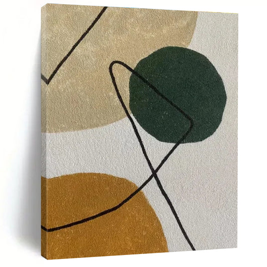 Minimalist Canvas Art Green, Beige, and Brown Geometric Abstract Art PT777