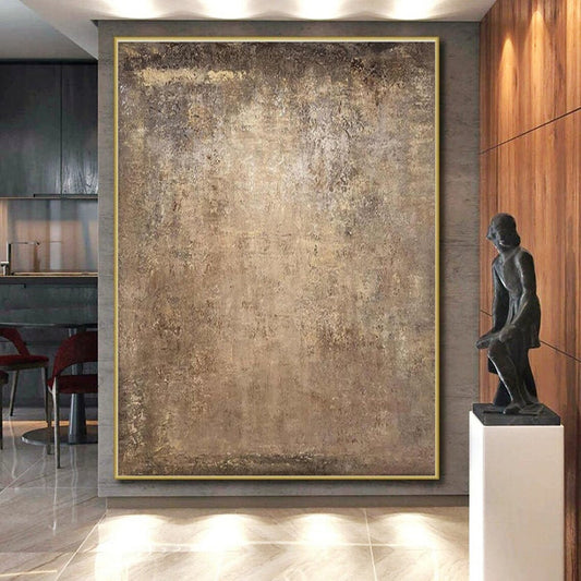 Huge Size Brown Abstract Textured Composition, Oversized Abstract Wall Art PT533