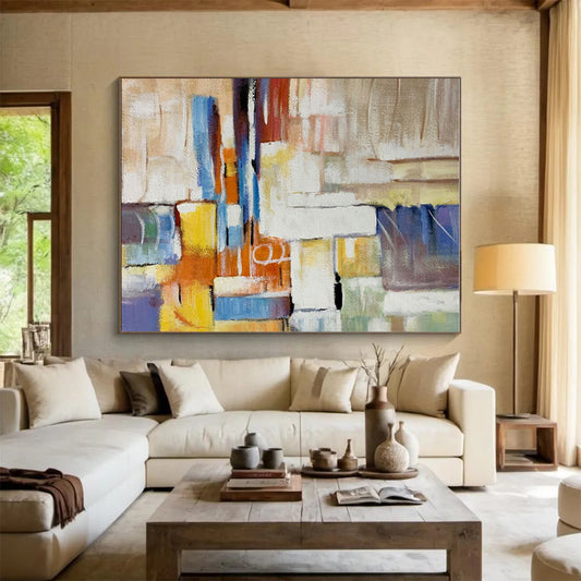 Modern Art Acrylic Multicolor Geometric Abstract Art for House PT458