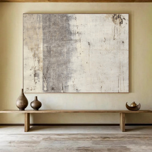 Minimalist Canvas Art Gray & Beige Textured Abstract Painting HPS256