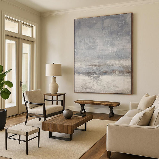 Large Size Gray Textured Abstract Art with Subtle Depth, Modern Art Acrylic PT312