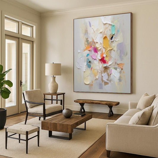 48x60 Colorful Abstract Acrylic Painting with Thick Textures, Cool Abstract Paintings PT006