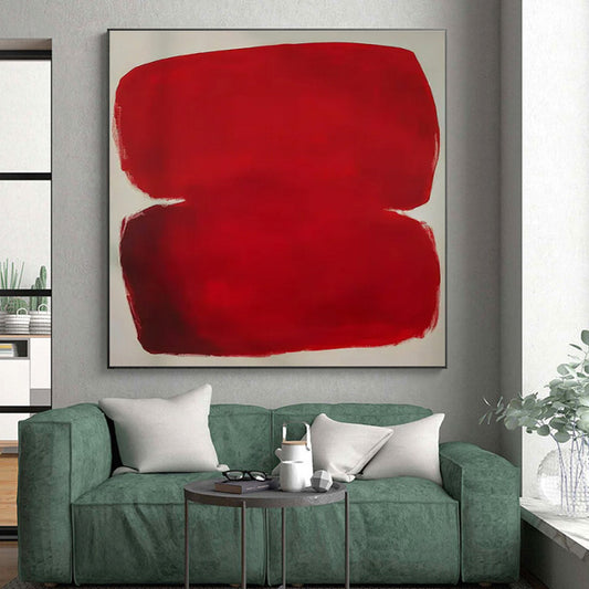 Minimalist Canvas Art - Red Monochrome Abstract Art with Soft Edges PT602