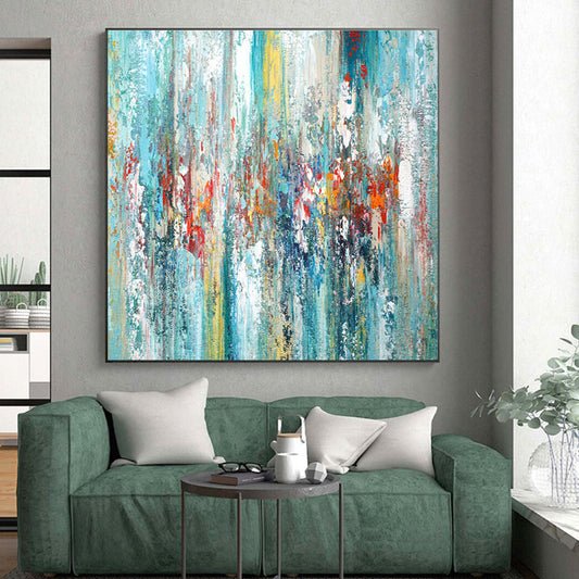 Hand Painted Art Multicolor Vertical Textured Abstract Art PT381