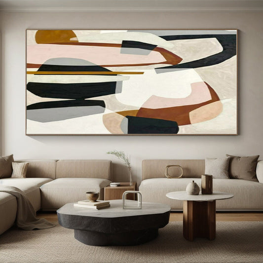 Unique Abstract Art Multicolor Geometric Abstract Collage, Acrylic Modern Art Paintings PT551