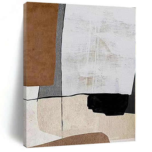 Acrylic Modern Art Paintings Brown, Beige & Black Geometric Abstract Painting On Canvas PT087