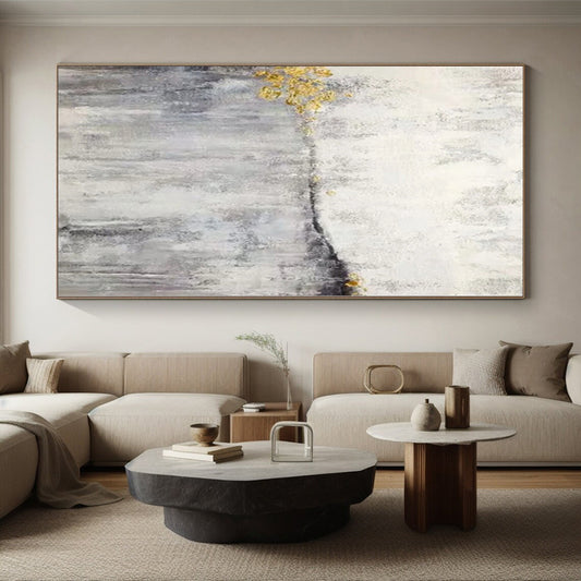 Unique Abstract Art Gray & Gold Textured Abstract Painting On Canvas PT035