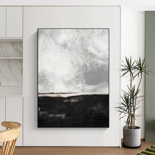 Oversized Abstract Wall Art Black and White Textured Abstract Art PT706