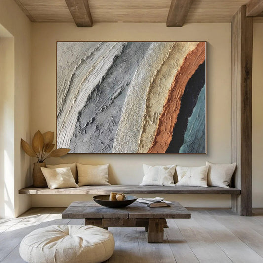 Hand Painted Art Earthy Tones Textured Abstract Painting On Canvas HPS125
