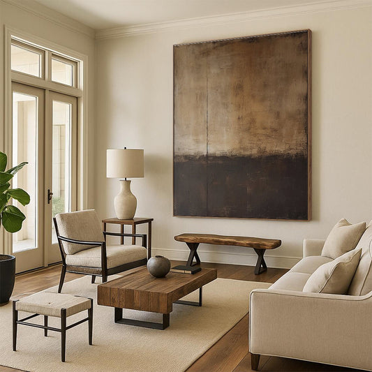 Hand Painting Brown and Black Textured Abstract Art PT761