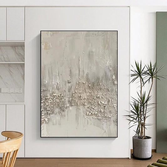 Hand Painted Art Beige Textured Abstract Art PT371