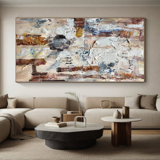 Large Painting In Living Room Multicolor Textured Abstract Painting On Canvas PT060