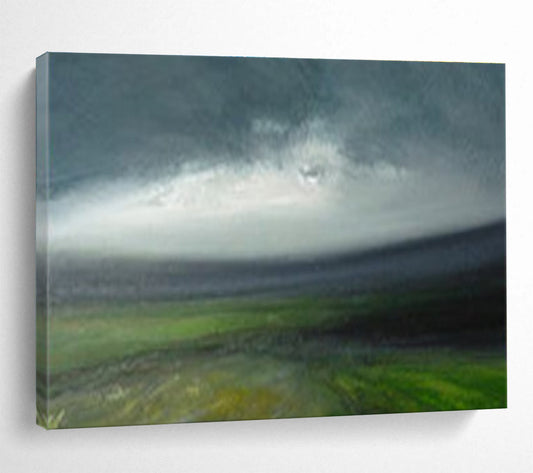 Cool Abstract Paintings Green & Gray Misty Abstract Landscape Art HPS166