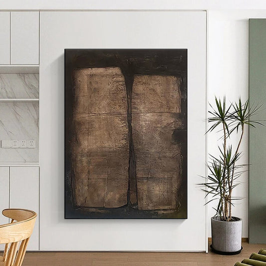 Large Size Brown Black Textured Abstract Art PT486