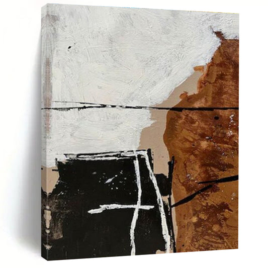 Cool Abstract Paintings Black, White, and Brown Geometric Abstract Art PT686