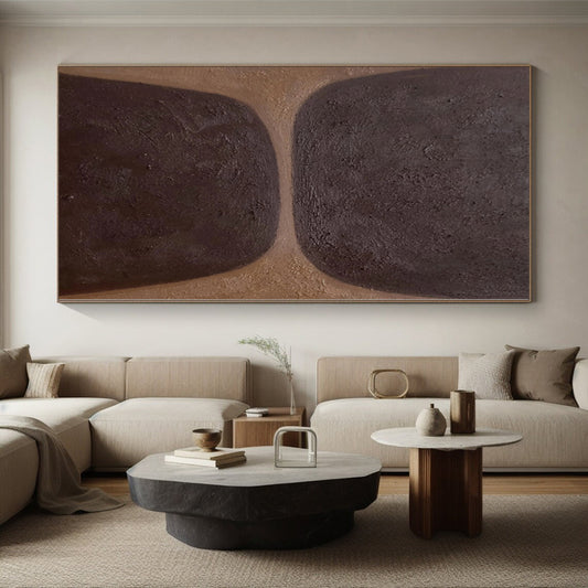 Hand Painting Brown & Beige Geometric Abstract Painting On Canvas PT032