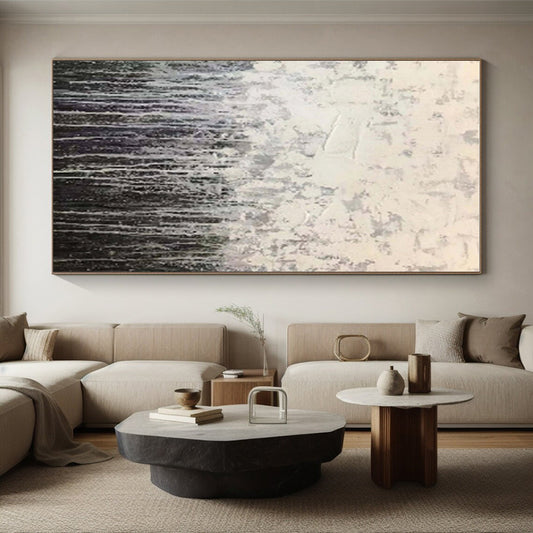 Cool Abstract Paintings Gray White Textured Drip Abstract Art PT498