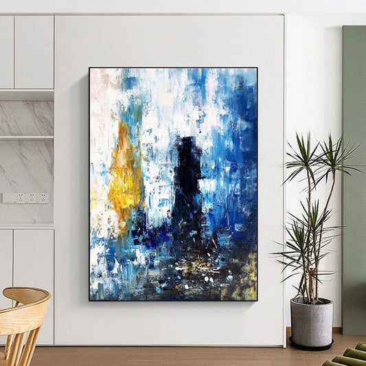 Cool Abstract Paintings Blue Yellow Urban Abstract Acrylic Modern Art PT432