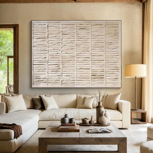 Minimalist Canvas Art Beige Textured Abstract Art PT819