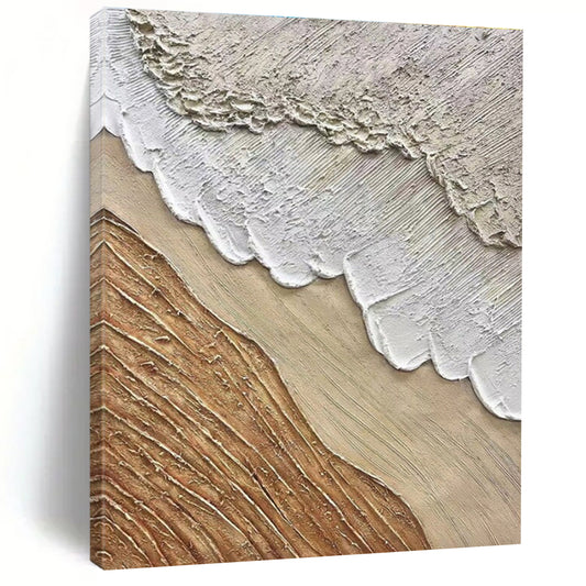 Oversized Abstract Wall Art - Beige, Brown & White Textured Layers Art PT569