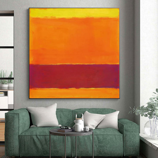 Hand Painting Orange & Red Color Field Abstract Painting On Canvas PT102