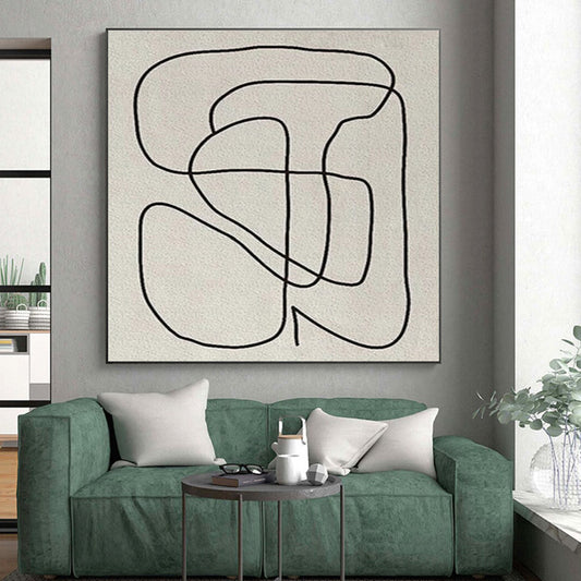 Cool Abstract Paintings Black Line Art Abstract Flow, Modern Art Acrylic PT557