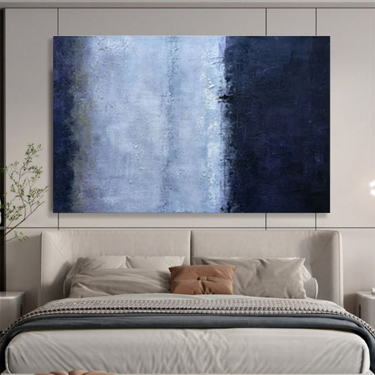 Large Contemporary Wall Art Blue and Gray Abstract Minimalist Art HPS366