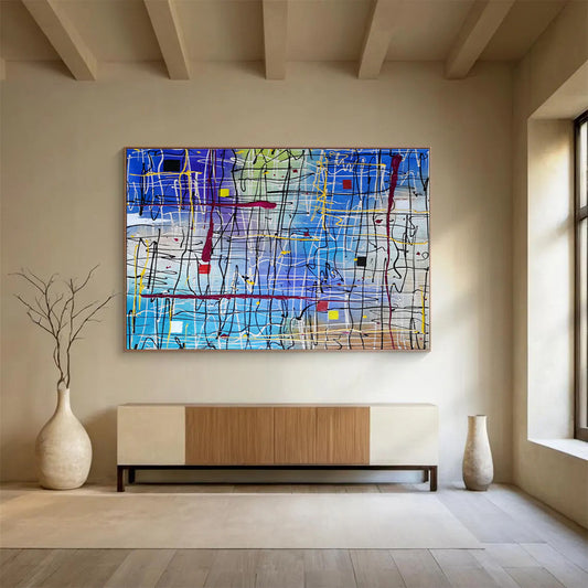 Oversized Abstract Wall Art Colorful Linear Abstract Art HPS150
