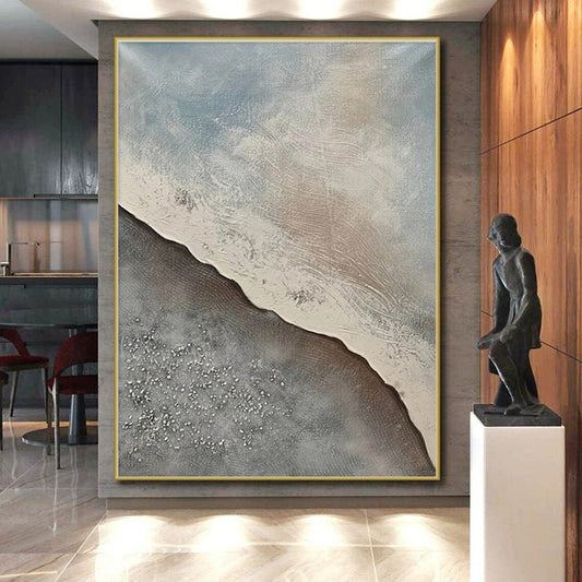 Oversized Abstract Wall Art Gray Beige Textured Abstract Art PT408
