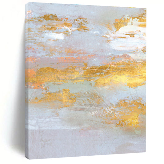 Oversized Abstract Wall Art in Grey, Gold, and Peach Abstract Textural Layers PT239