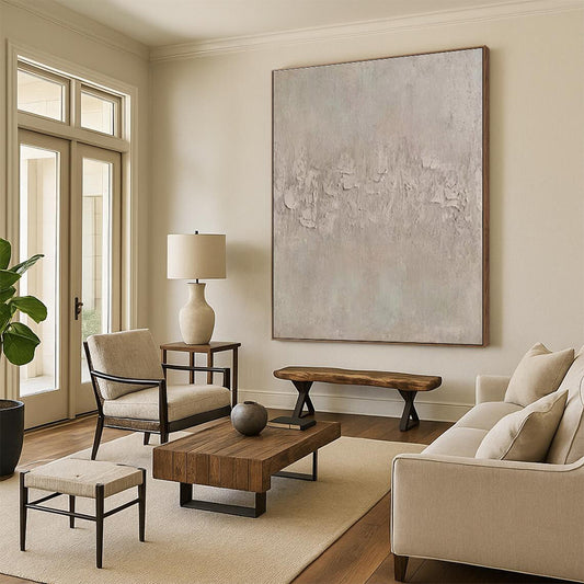 Minimalist Canvas Art Beige Textured Abstract Art PT688