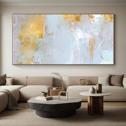 Cool Abstract Paintings in Grey, Gold, and Peach Abstract Textural Compositions PT240