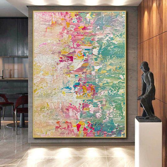 Hand Painted Art Multicolor Textured Abstract Painting On Canvas PT109