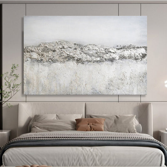 Oversized Abstract Wall Art Gray & White Textured Landscape Art HPS229