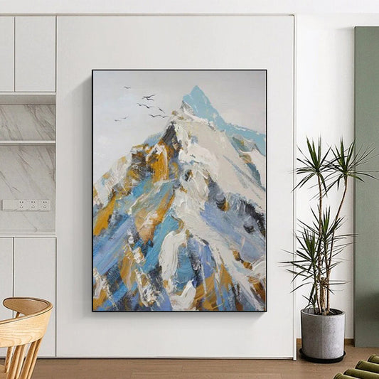 Hand Painting Colorful Mountain with Birds Acrylic Modern Art Painting DPS417