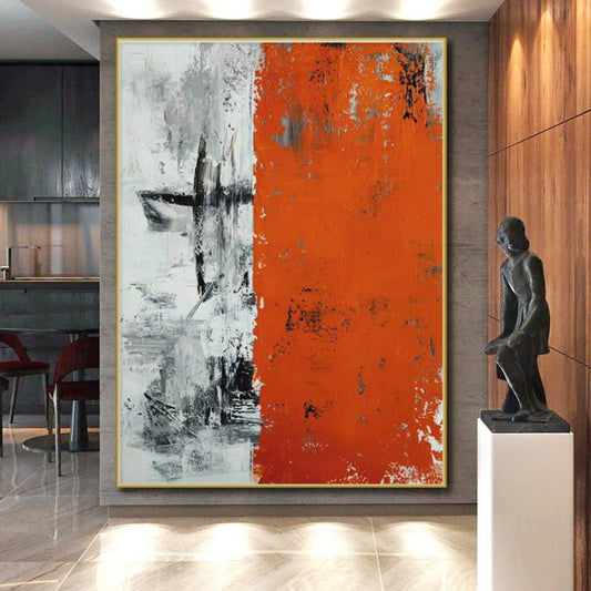 Acrylic Modern Art Paintings Orange Gray Black Abstract Art PT402