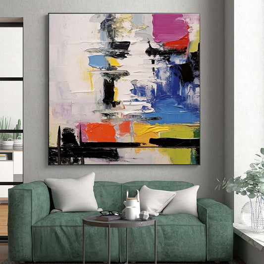 Handmade Art Multicolor Textured Abstract Composition, Large Size Modern Art Acrylic PT559