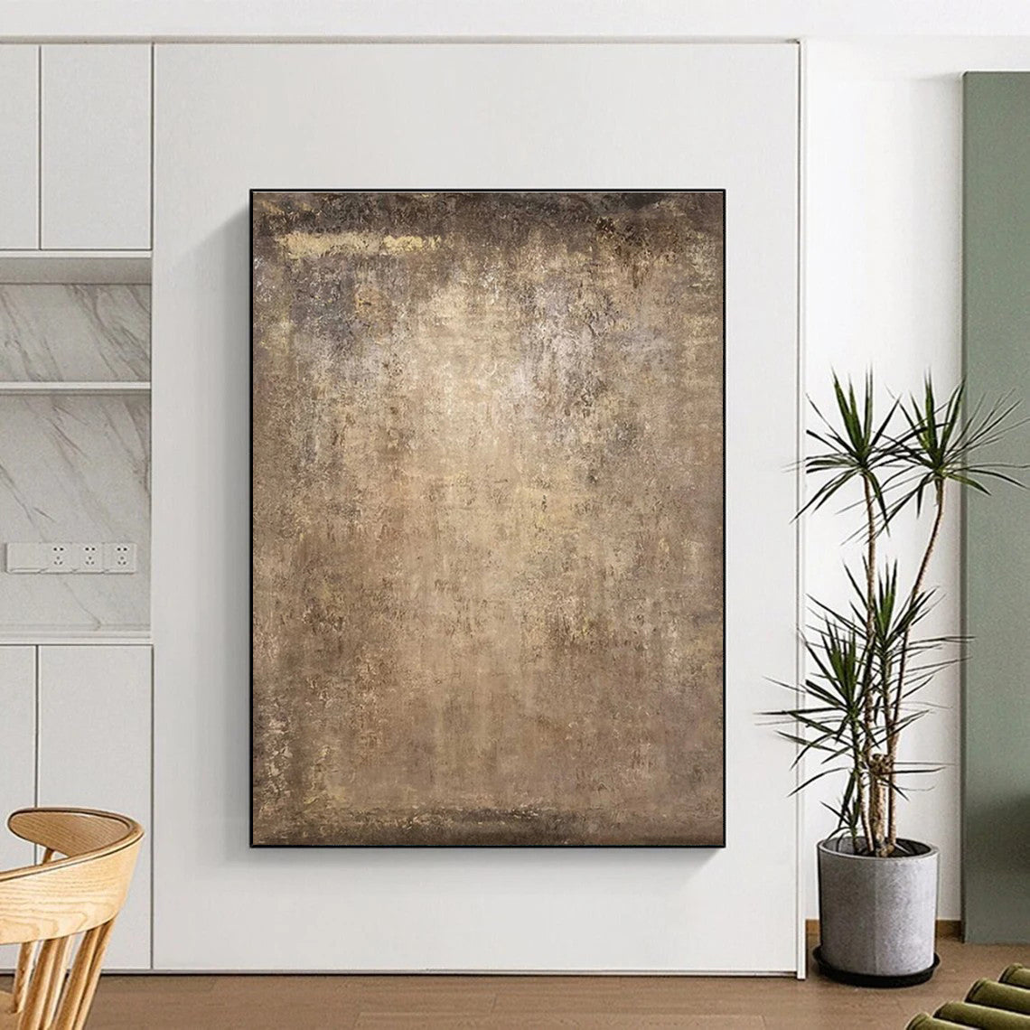 Huge Size Brown Textured Abstract Composition, Oversized Abstract Wall Art PT541