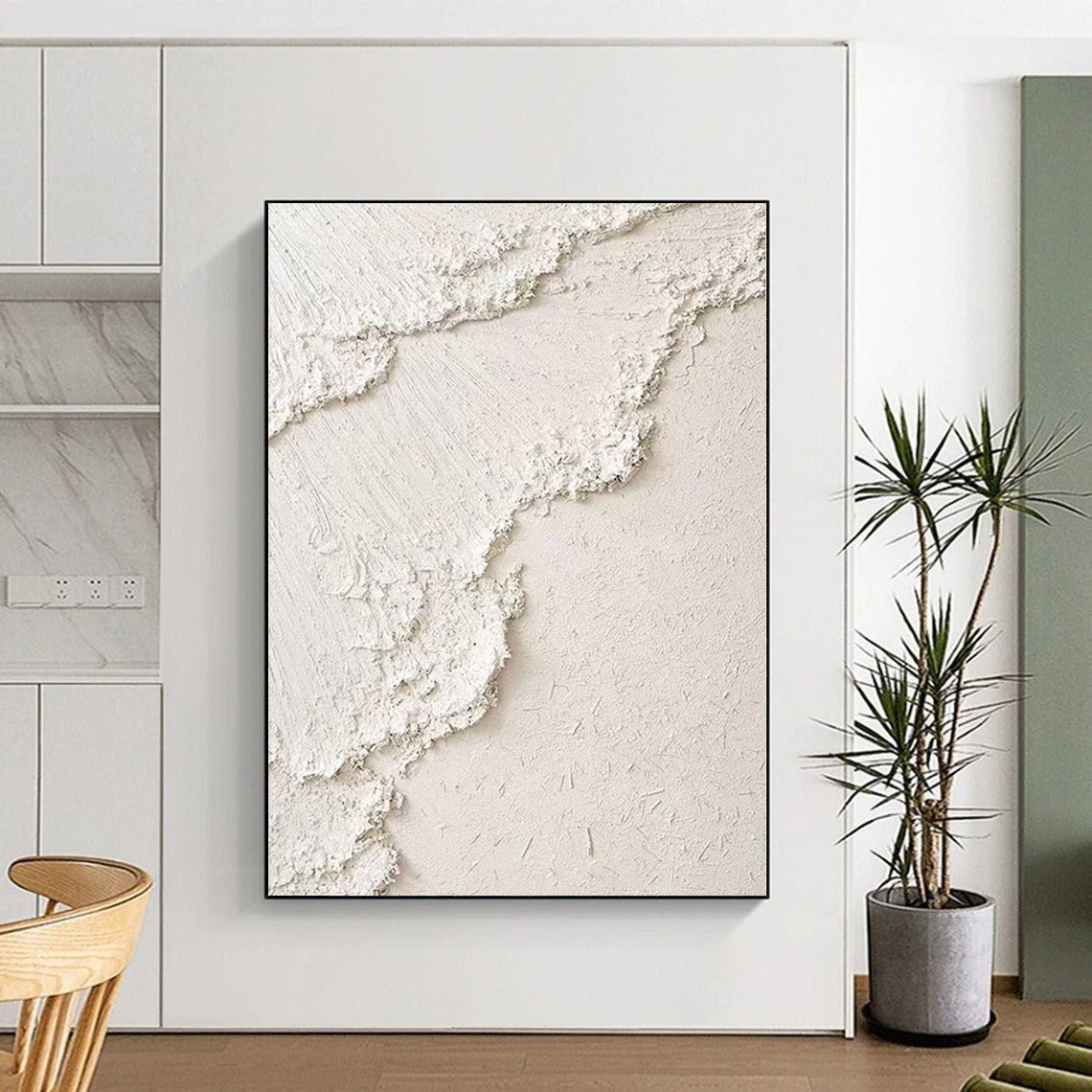 Acrylic Modern Art Paintings White Textured Abstract Painting On Canvas PT077