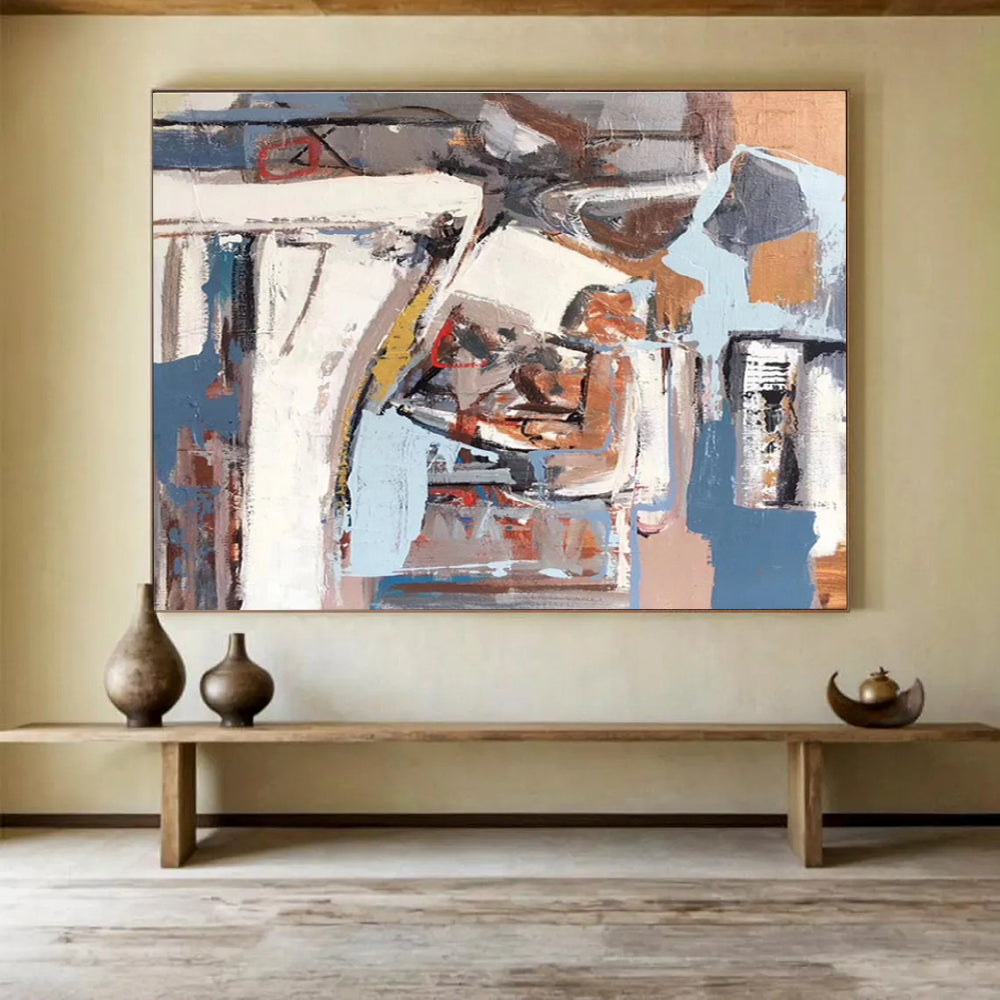 Acrylic Modern Art Paintings Gray, White & Brown Abstract Urban Art HPS183