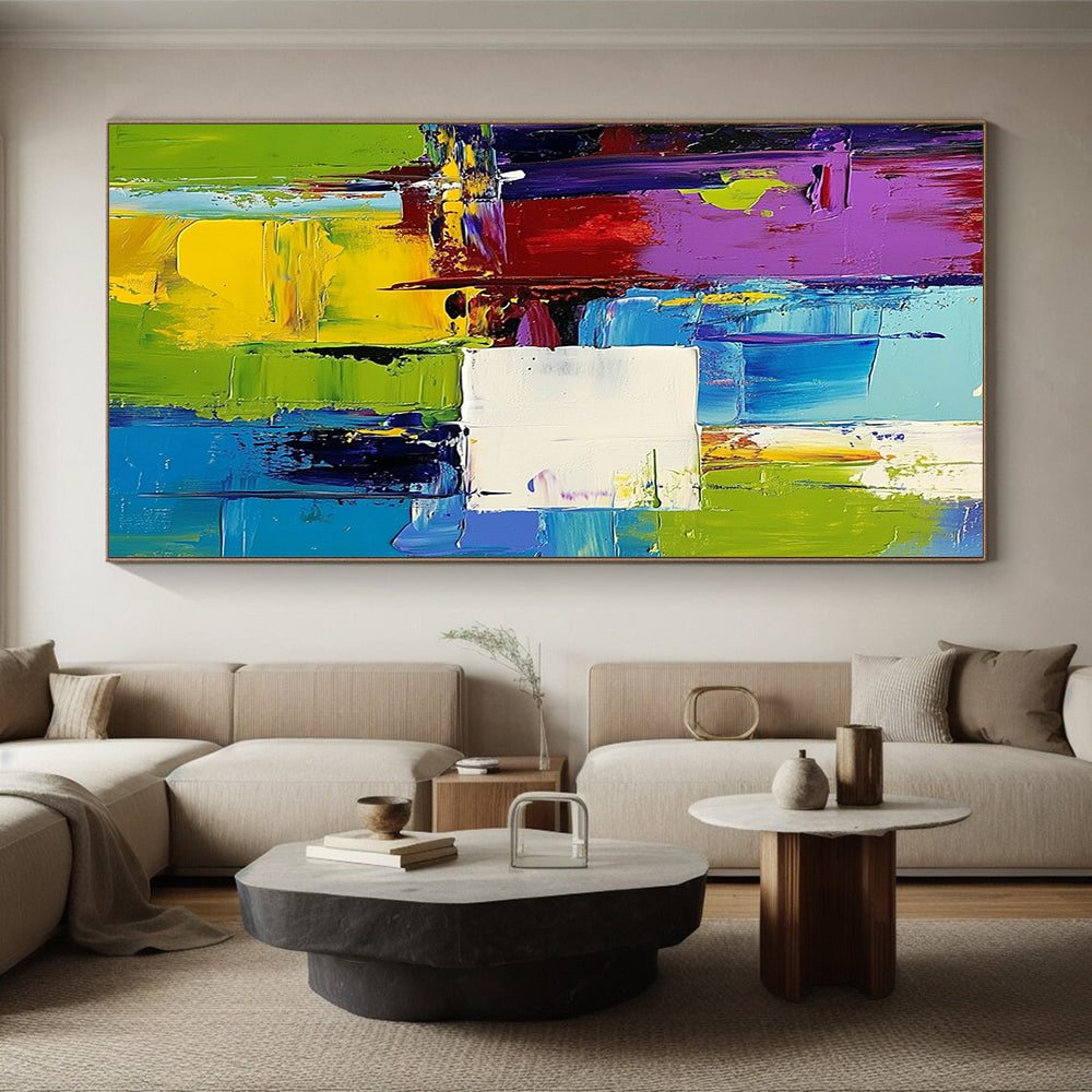 Big Abstract Painting On Canvas, Colorful Geometric Abstract Art On Canvas PT133