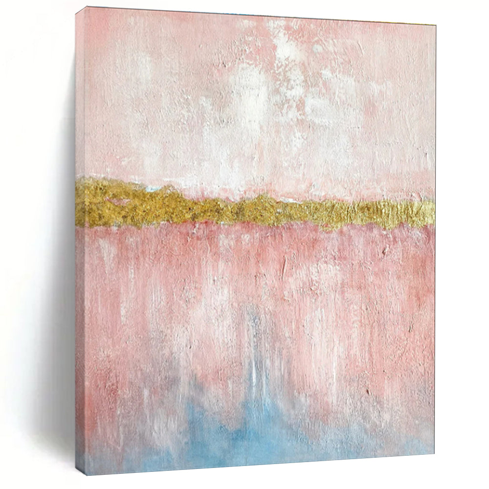 Large Size Pink, Gold & Blue Abstract Color Block, Large Contemporary Wall Art DPS507