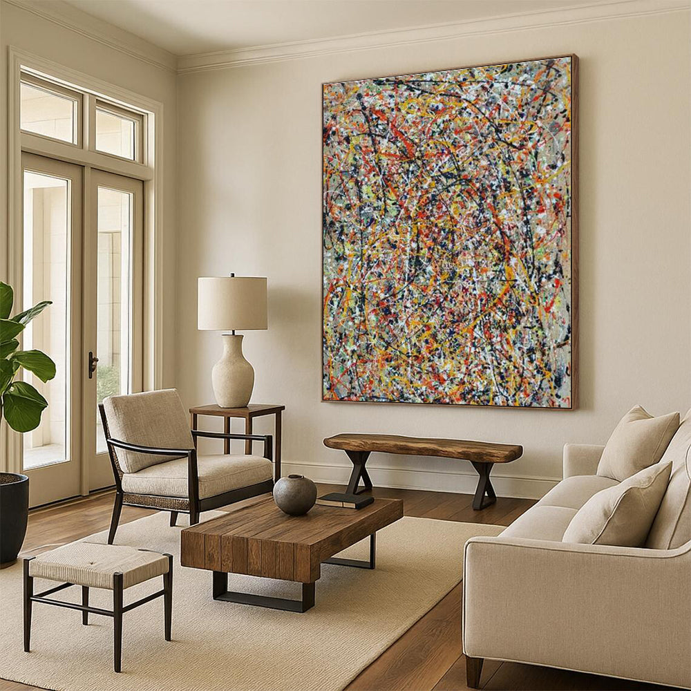 Oversized Abstract Wall Art Multicolor Splatter Abstract Art PT814
