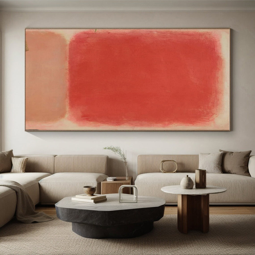 Minimalist Canvas Art - Red & Pink Monochrome Abstract Art with Soft Gradients PT610